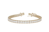 14K Yellow Gold Plated Sterling Silver Tennis Bracelet 6MM Iced CZ Bezel Bling - Syzjewelry